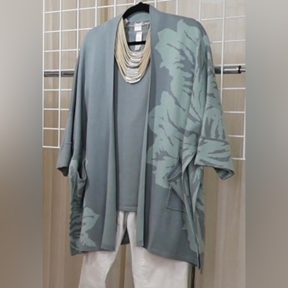 NWOT ⭐️Marla Wynne⭐️ WynneLayers Jacquard Knit Kimono Drama Topper - Picture 2 of 7